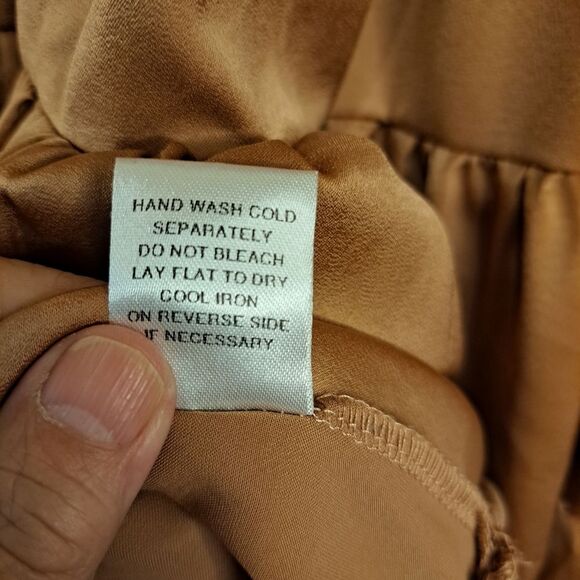 Ella Blue Dusty Mauve Pink Ruffle Tier Dress Solid Flared Mini Feminine Size L - Picture 9 of 12